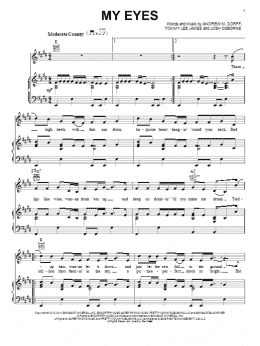 page one of My Eyes (Piano, Vocal & Guitar Chords (Right-Hand Melody))
