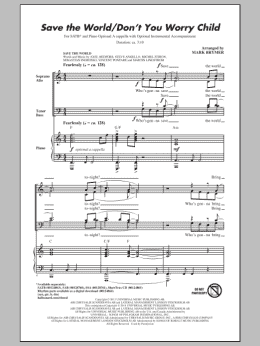 page one of Save The World/Don't You Worry Child (SATB Choir)