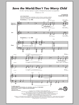 page one of Save The World/Don't You Worry Child (SSA Choir)