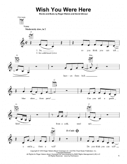 page one of Wish You Were Here (Ukulele)