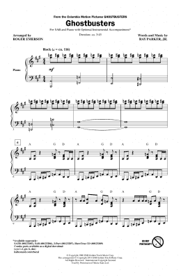 page one of Ghostbusters (arr. Roger Emerson) (SAB Choir)