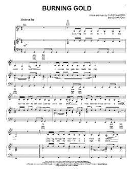 page one of Burning Gold (Piano, Vocal & Guitar Chords (Right-Hand Melody))