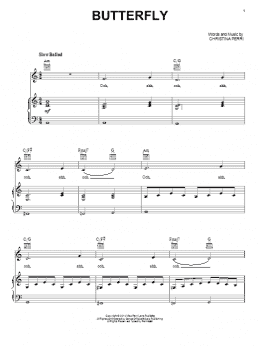 page one of Butterfly (Piano, Vocal & Guitar Chords (Right-Hand Melody))