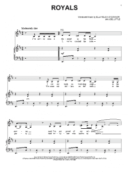 page one of Royals (Piano & Vocal)