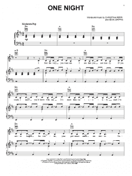 page one of One Night (Piano, Vocal & Guitar Chords (Right-Hand Melody))