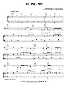 page one of The Words (Piano, Vocal & Guitar Chords (Right-Hand Melody))