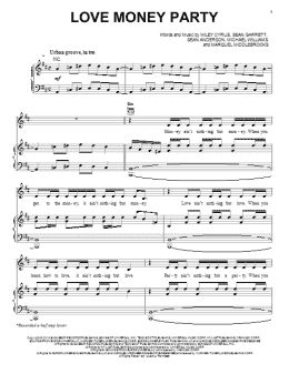 page one of Love Money Party (Piano, Vocal & Guitar Chords (Right-Hand Melody))