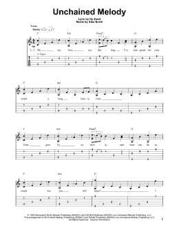page one of Unchained Melody (Easy Guitar Tab)