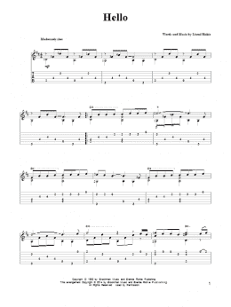 page one of Hello (Solo Guitar)