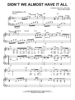 page one of Didn't We Almost Have It All (Piano & Vocal)