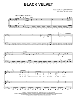 page one of Black Velvet (Piano & Vocal)