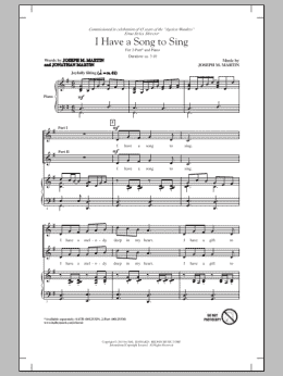 page one of I Have A Song To Sing (2-Part Choir)