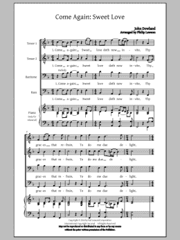 page one of Come Again, Sweet Love (Collection) (TTBB Choir)