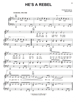 page one of He's A Rebel (Piano, Vocal & Guitar Chords (Right-Hand Melody))