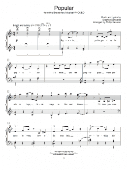 page one of Popular (from Wicked) (arr. Phillip Keveren) (Educational Piano)