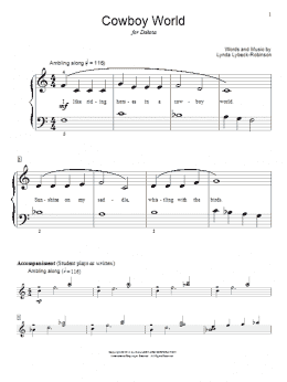 page one of Cowboy World (Educational Piano)