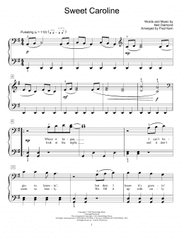 page one of Sweet Caroline (arr. Fred Kern) (Educational Piano)