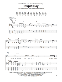 page one of Stupid Boy (Guitar Tab)