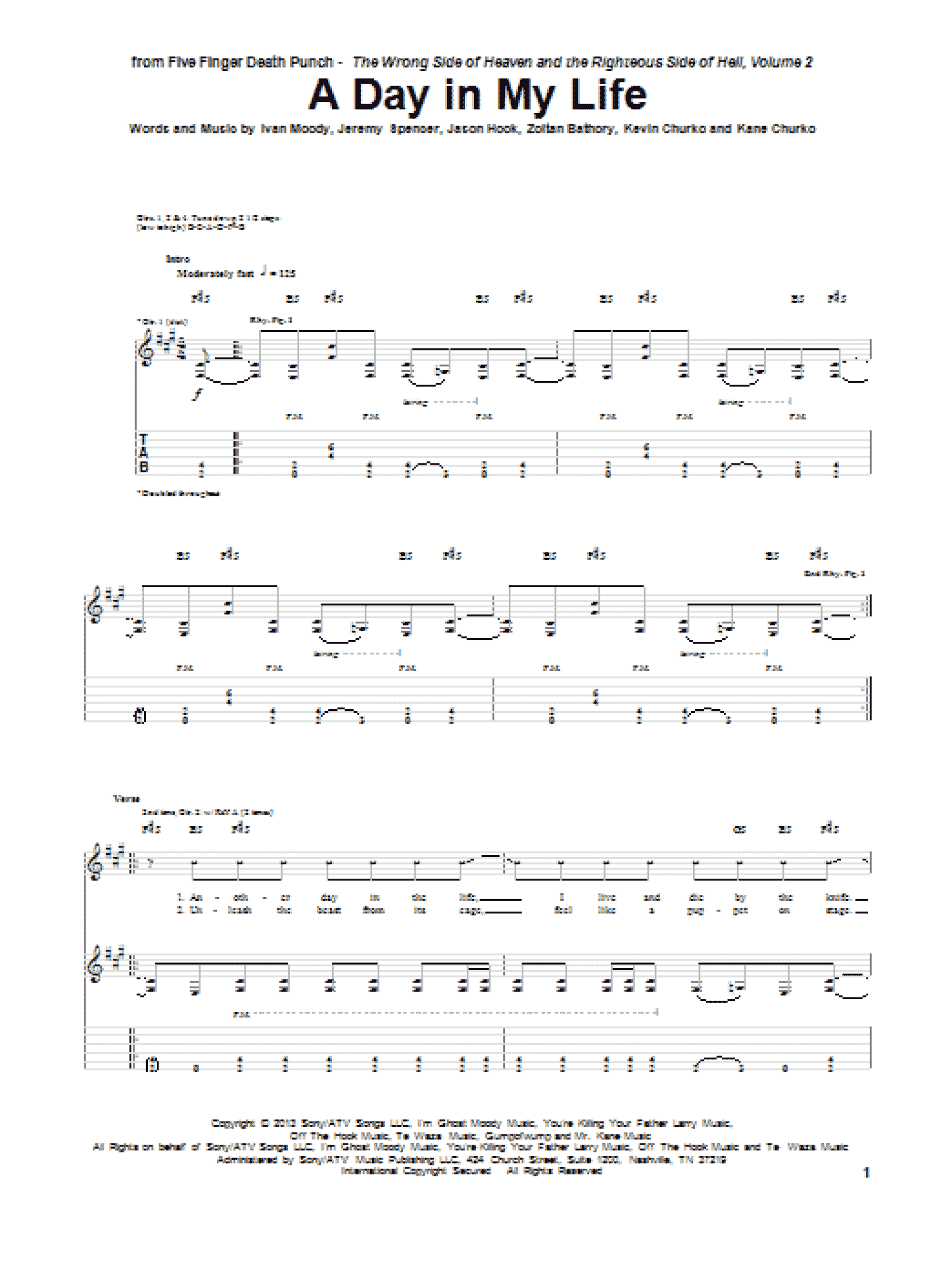 A Day In My Life (Guitar Tab)