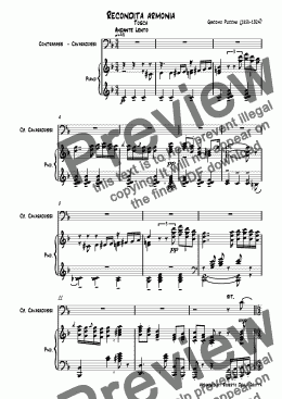 page one of Recondita Armonia (Tosca) for Contrabbass & Piano