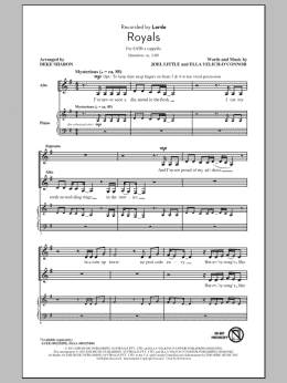 page one of Royals (arr. Deke Sharon) (SATB Choir)