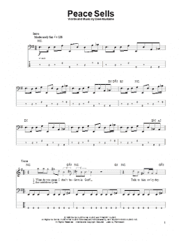 page one of Peace Sells (Bass Guitar Tab)