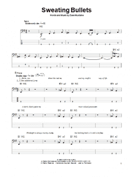 page one of Sweating Bullets (Bass Guitar Tab)