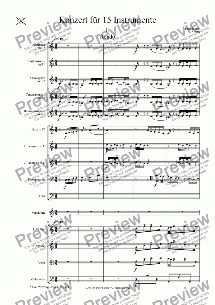 page one of Konzert f�r 15 Instrumente