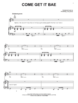 page one of Come Get It Bae (Piano, Vocal & Guitar Chords (Right-Hand Melody))