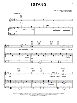 page one of I Stand (Piano, Vocal & Guitar Chords (Right-Hand Melody))