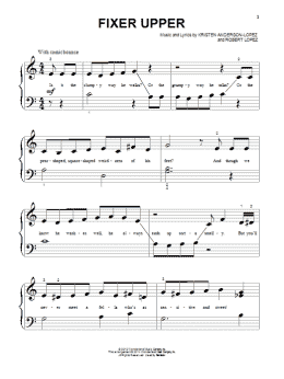 page one of Fixer Upper (from Disney's Frozen) (Beginning Piano Solo)