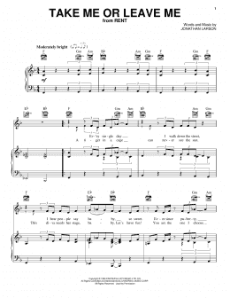 page one of Take Me Or Leave Me (Piano, Vocal & Guitar Chords (Right-Hand Melody))