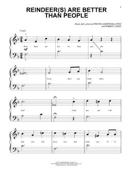 page one of Reindeer(s) Are Better Than People (from Disney's Frozen) (Beginning Piano Solo)
