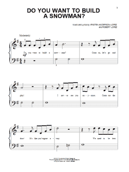 page one of Do You Want To Build A Snowman? (from Frozen) (Beginning Piano Solo)