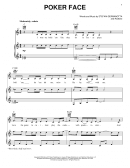 page one of Poker Face (Piano, Vocal & Guitar Chords (Right-Hand Melody))
