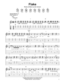 page one of Flake (Easy Guitar Tab)