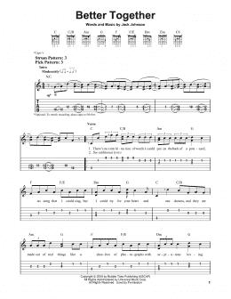 page one of Better Together (Easy Guitar Tab)