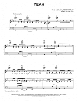 page one of Yeah (Piano, Vocal & Guitar Chords (Right-Hand Melody))