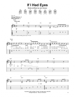 page one of If I Had Eyes (Easy Guitar Tab)