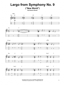 page one of Largo From Symphony No. 9 ("New World") (Easy Ukulele Tab)