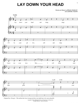 page one of Lay Down Your Head (Piano, Vocal & Guitar Chords (Right-Hand Melody))