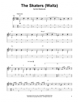 page one of The Skaters (Waltz) (Easy Ukulele Tab)