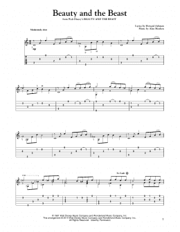 page one of Beauty And The Beast (arr. Mark Phillips) (Solo Guitar)