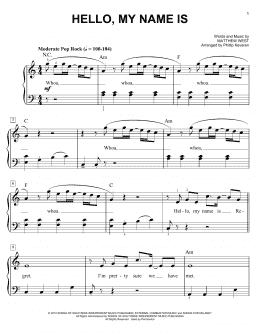 page one of Hello, My Name Is (arr. Phillip Keveren) (Easy Piano)