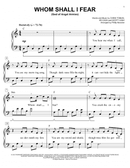 page one of Whom Shall I Fear (God Of Angel Armies) (arr. Phillip Keveren) (Easy Piano)
