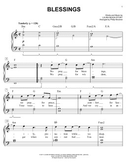 page one of Blessings (arr. Phillip Keveren) (Easy Piano)