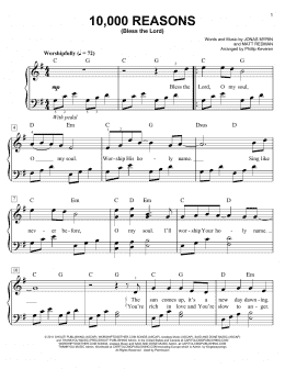 page one of 10,000 Reasons (Bless The Lord) (arr. Phillip Keveren) (Easy Piano)