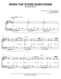 page one of When The Stars Burn Down (Blessing & Honor) (arr. Phillip Keveren) (Easy Piano)