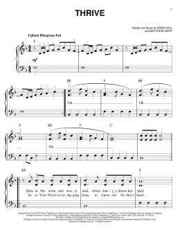 page one of Thrive (Easy Piano)