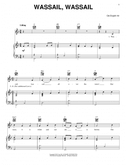 page one of Wassail, Wassail (Piano, Vocal & Guitar Chords (Right-Hand Melody))